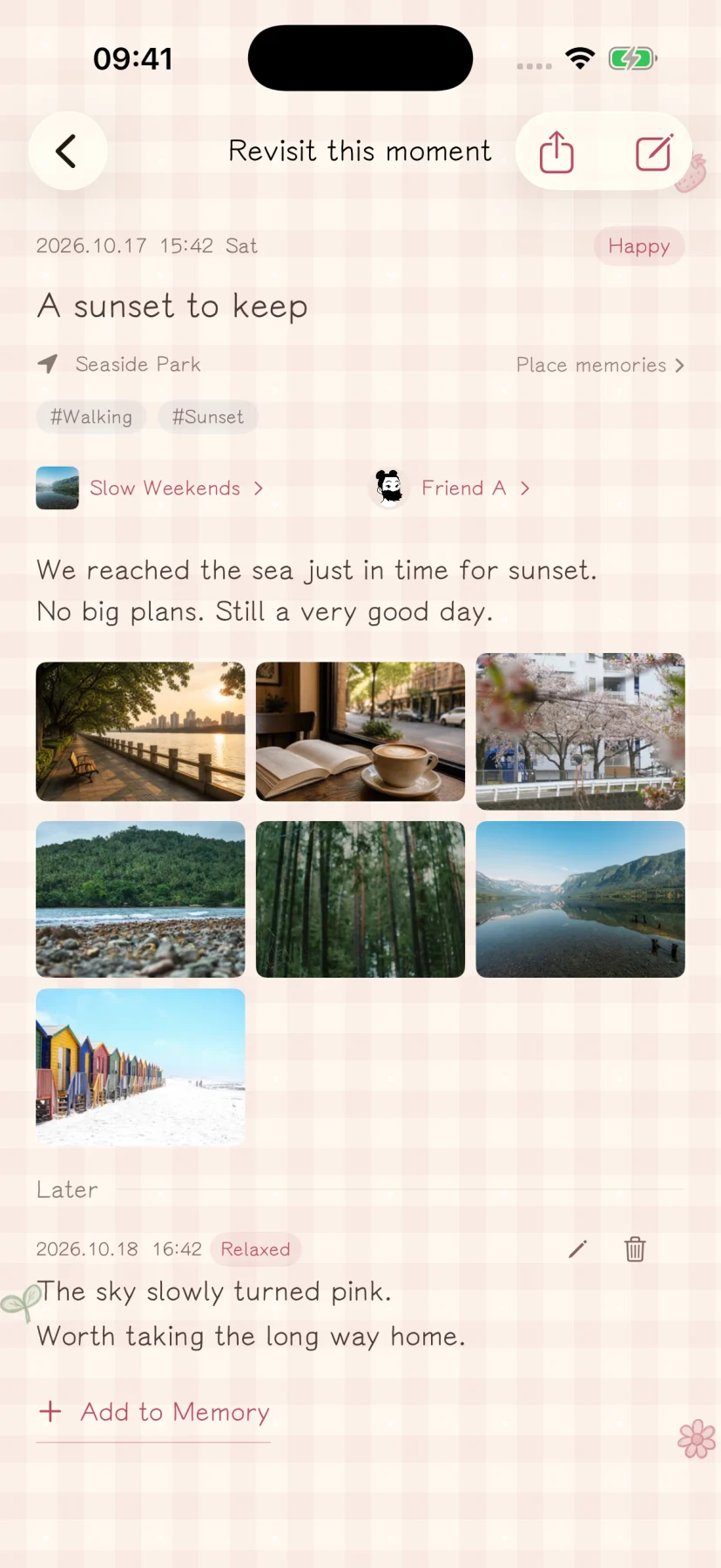 English memory entry with fictional writing and sample media