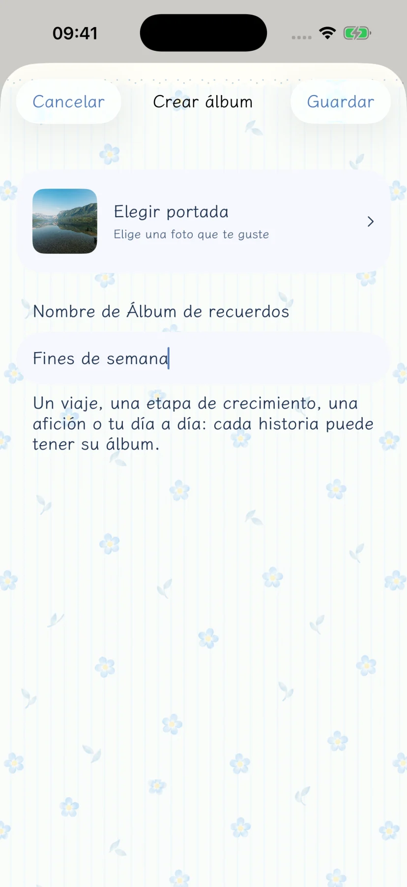 Crear un álbum ficticio llamado Fines de semana tranquilos
