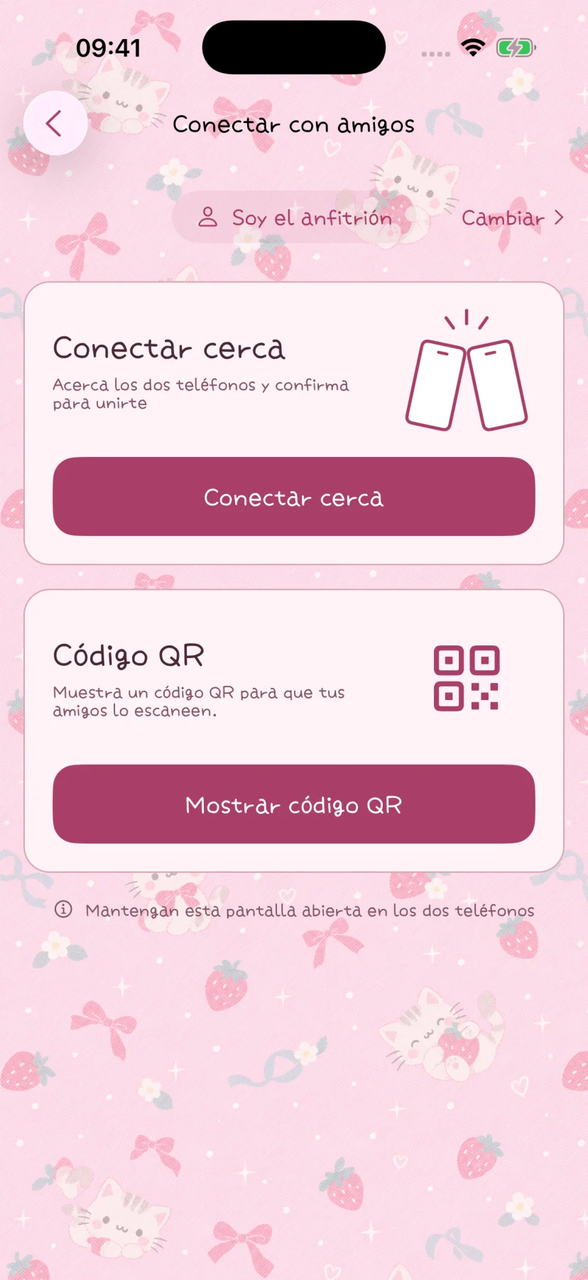Registrar juntos en persona: pantalla nativa con contenido ficticio