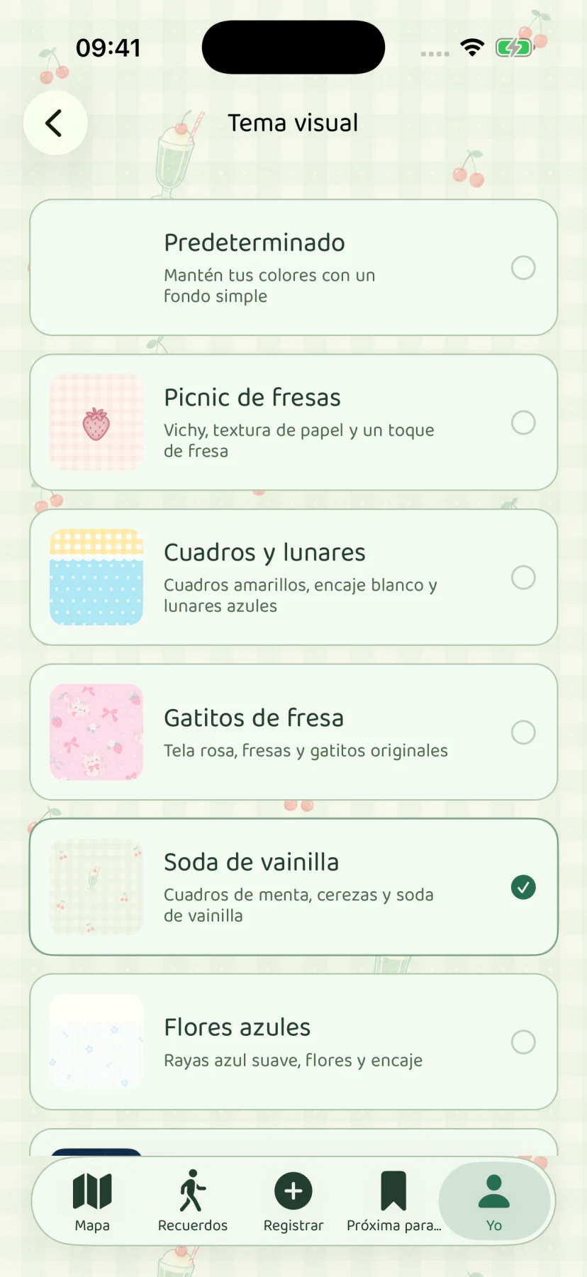Página de recuerdo en español con un tema visual floral
