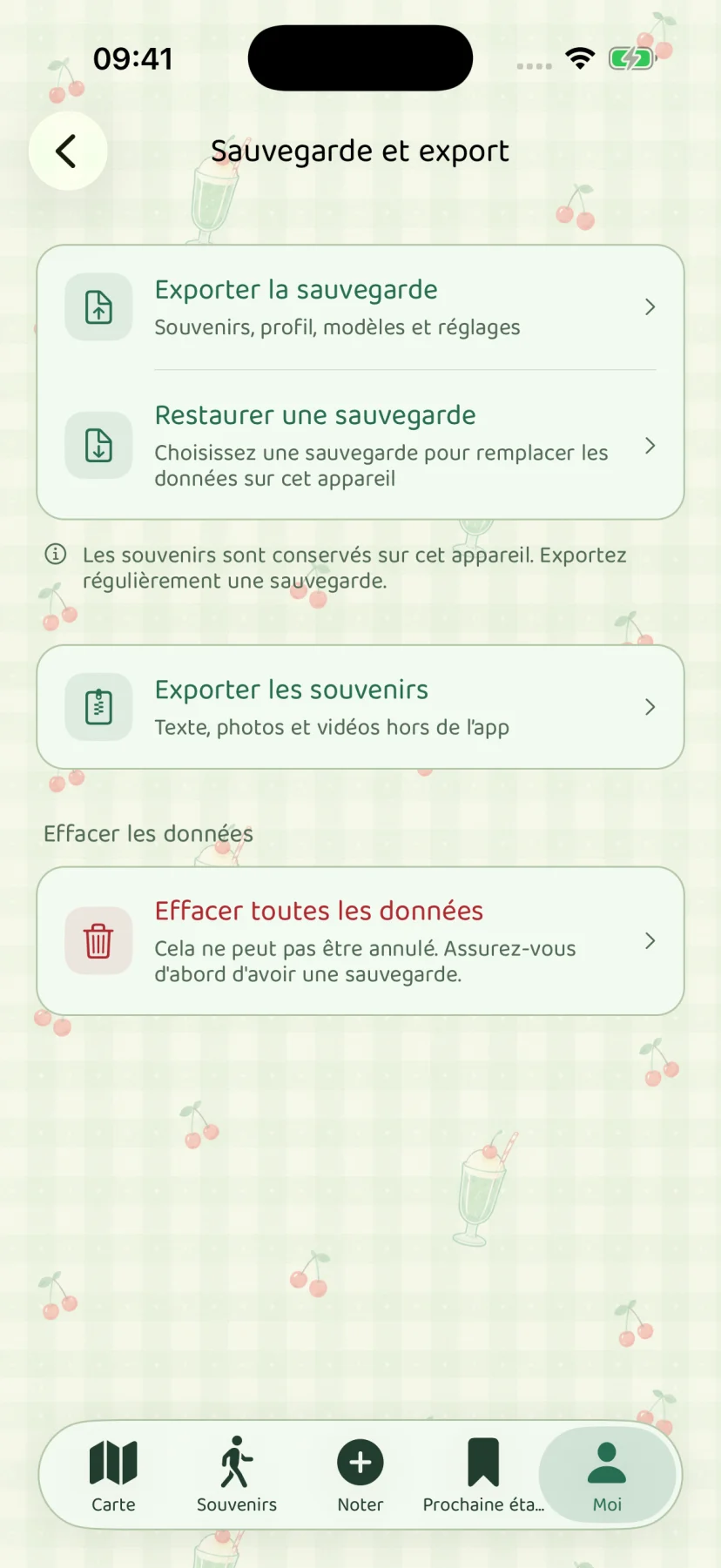 Commandes de sauvegarde et d’exportation en français