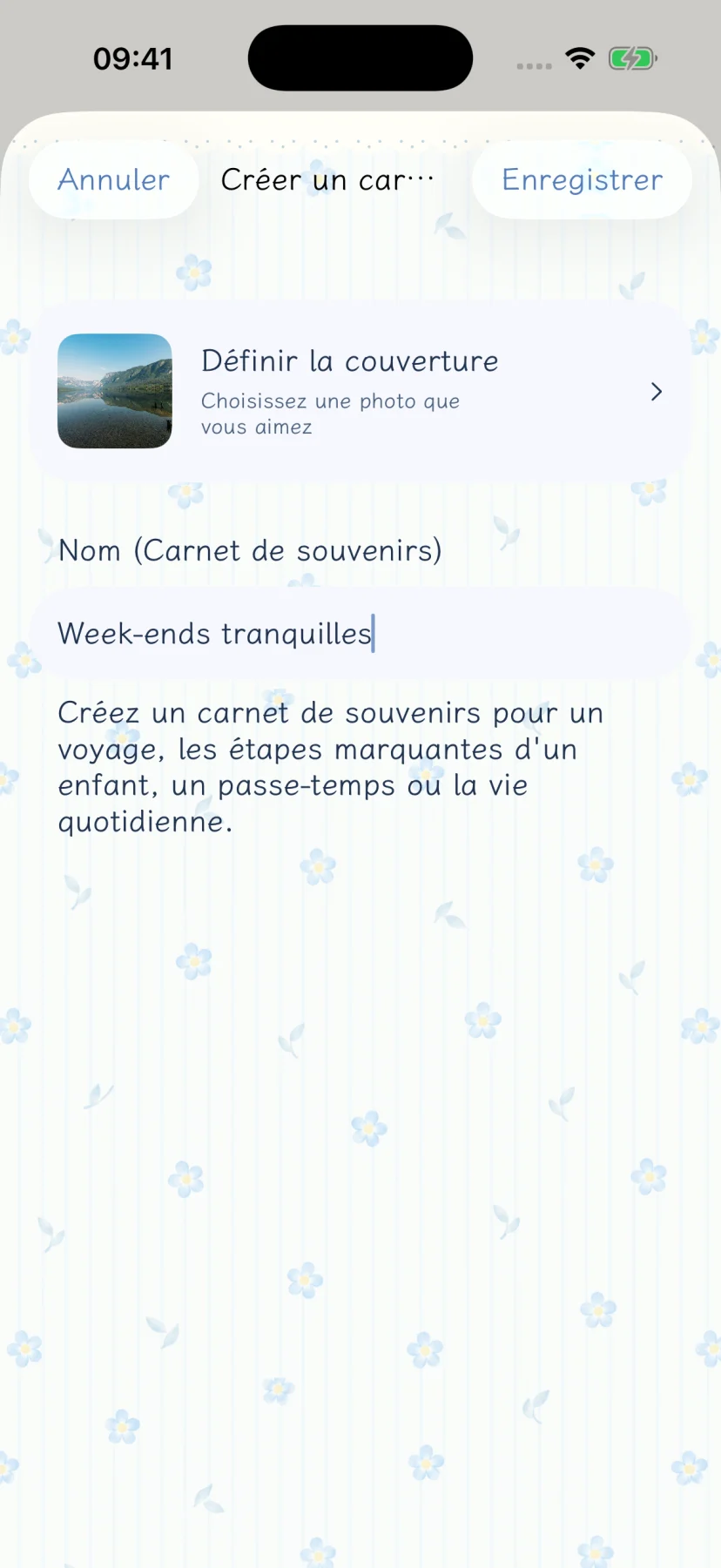 Créer un carnet fictif nommé Week-ends au ralenti