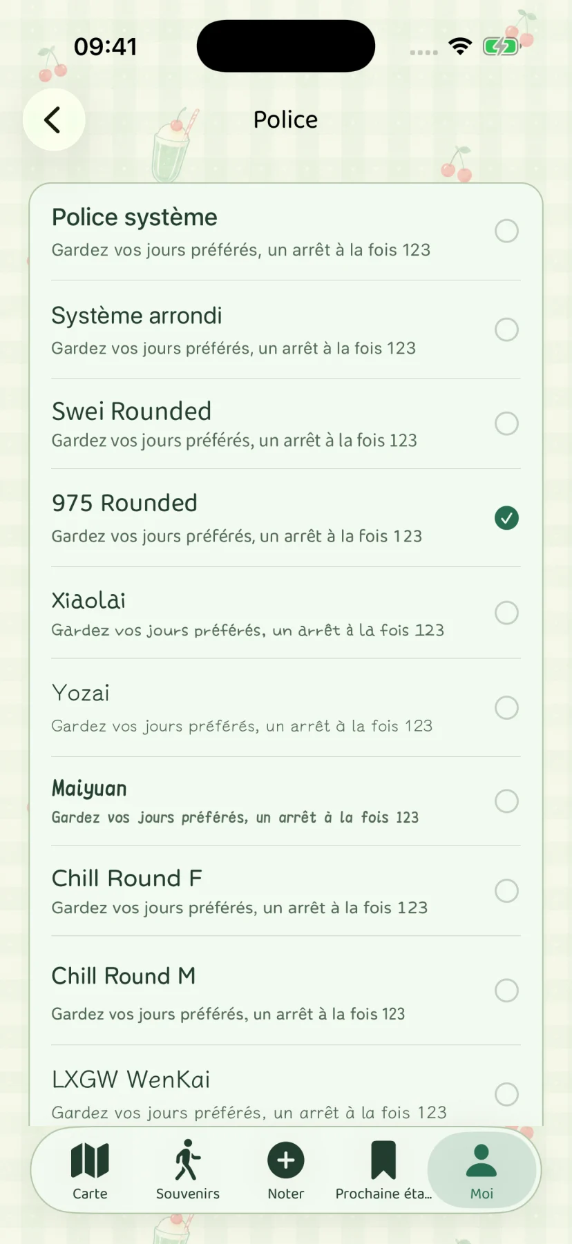 Réglages des polices en français présentant les polices compatibles avec le français