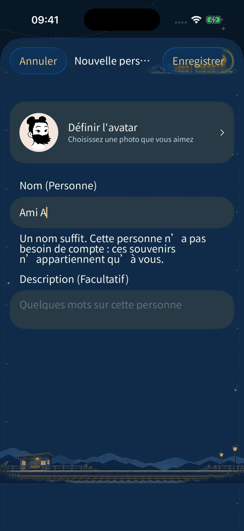 Créer un carnet pour la personne fictive Compagnon A