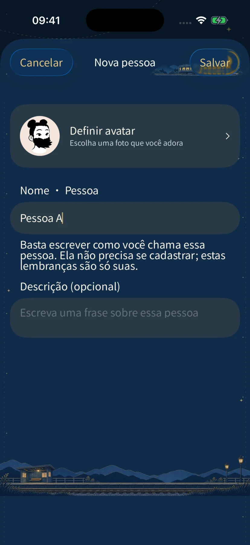 Criar um álbum para a pessoa fictícia Acompanhante A