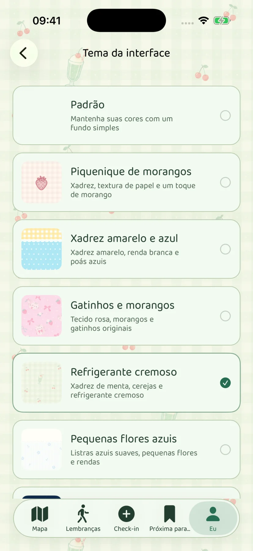 Página de lembrança em português com tema floral na interface